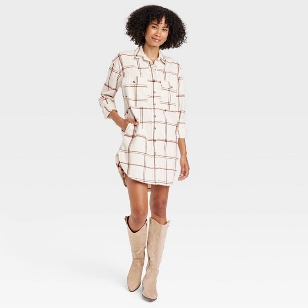 Universal Thread Flannel Shirt Dress with Pockets